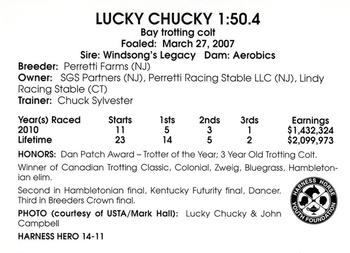 2011 Harness Heroes #14 Lucky Chucky Back